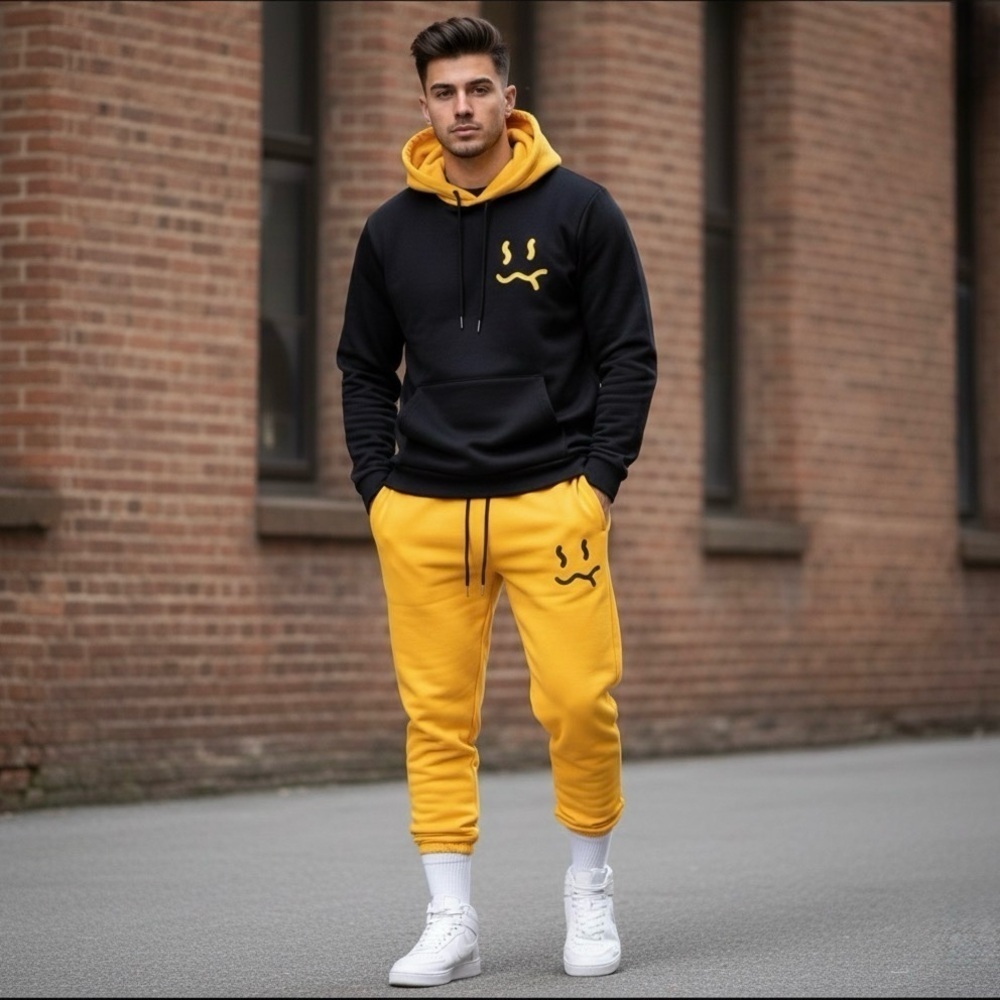 NWOT SHEIN Kids Black and Yellow Hoodie and Joggers Set